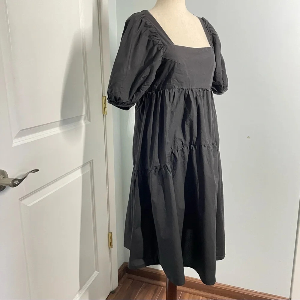 Know One Cares Black Puff Sleeves Tiered Dress size S - Picture 7 of 11